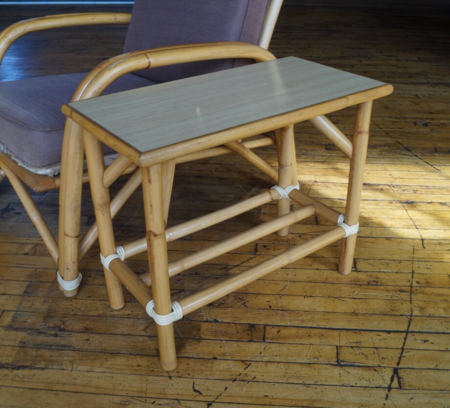 Vintage Narrow Rattan Side Table