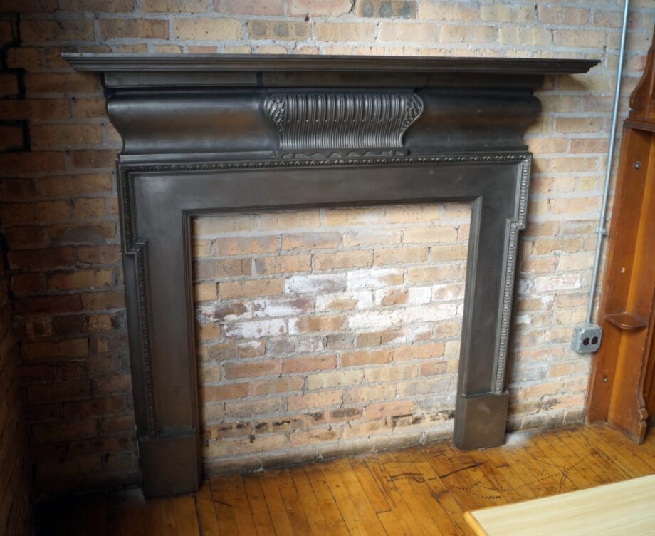 Antique Cast Iron Mantel w Egg and Dart Trim and Acanthus Detail