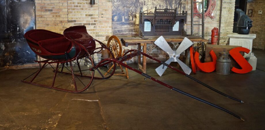 Restored Antique Cutter Sleigh w Single Horse Shafts