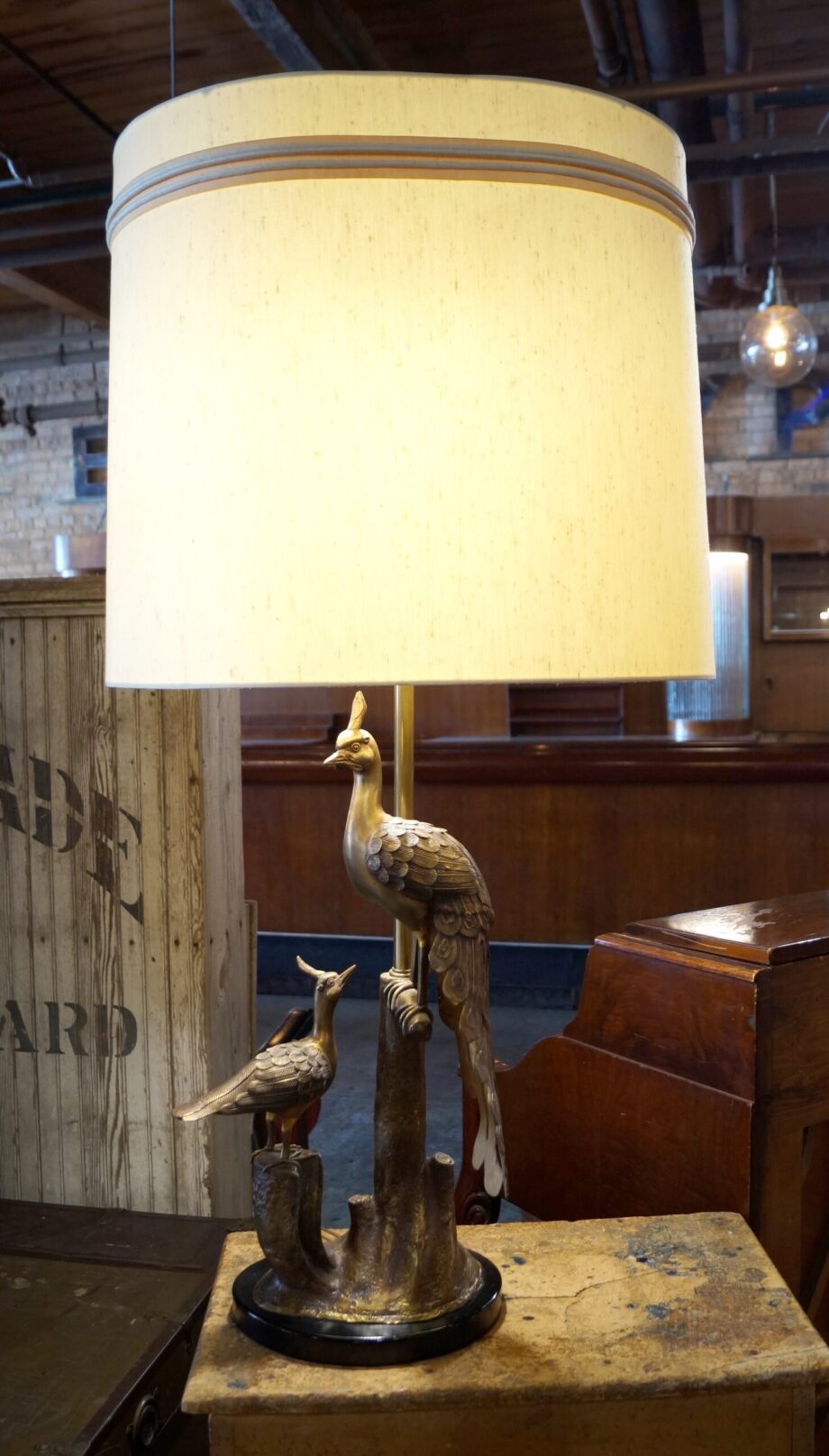 Marbro Brass Peacock Table Lamp