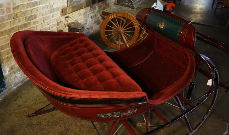 Restored Antique Cutter Sleigh w Single Horse Shafts