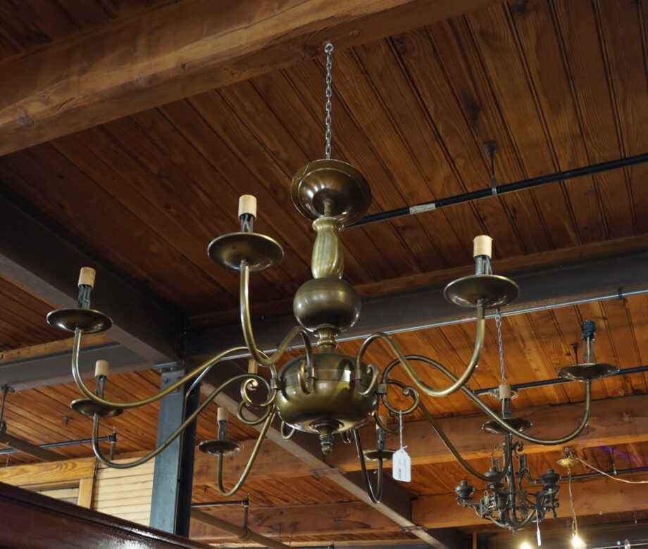 Large 8 Light Brass Chandelier from Pint