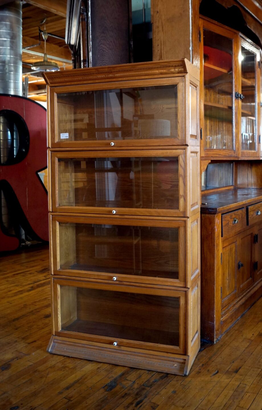 Light Wood Barrister Case w Beveled Glass