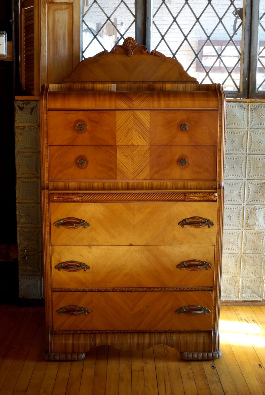 Art Deco 5 Drawer Waterfall Dresser