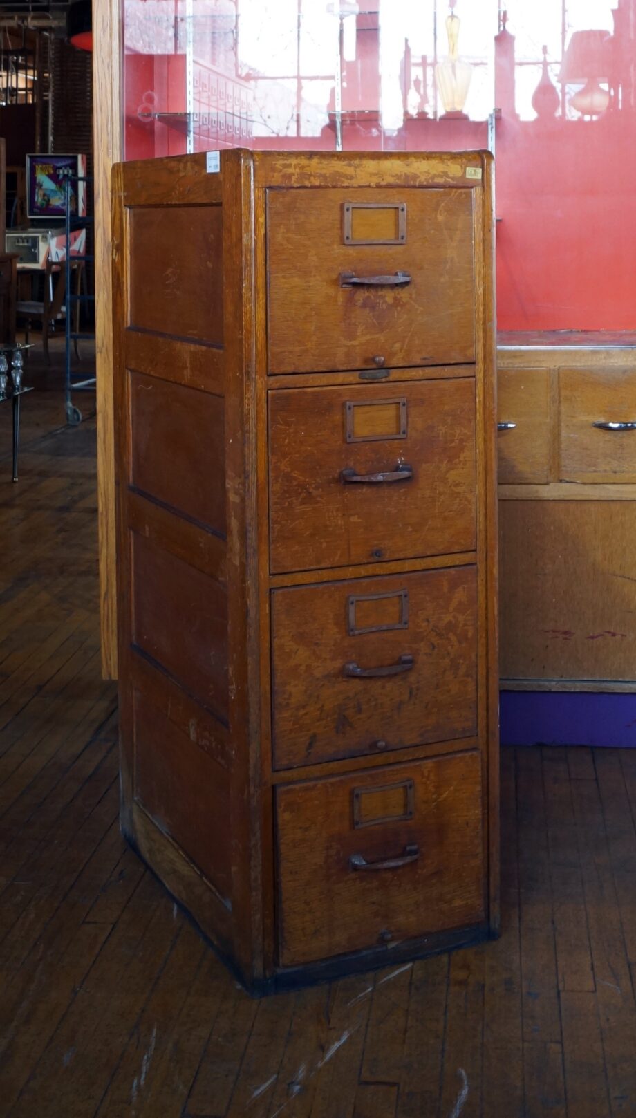 Remington Rand Antique Wood Filing Cabinet