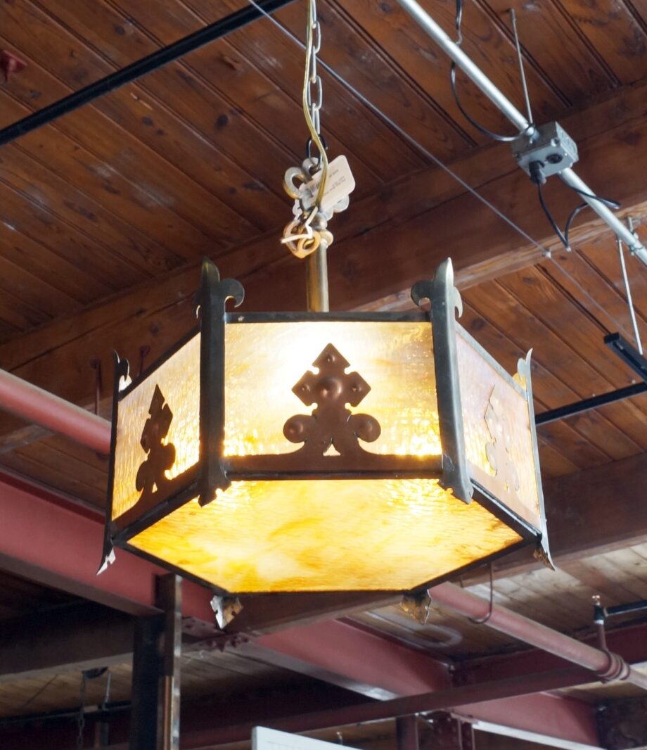 Pink Slag Glass Hanging Light