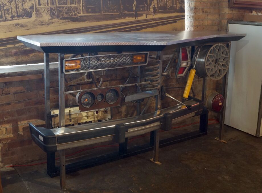 Custom Bar w Car Parts and Chrome Top