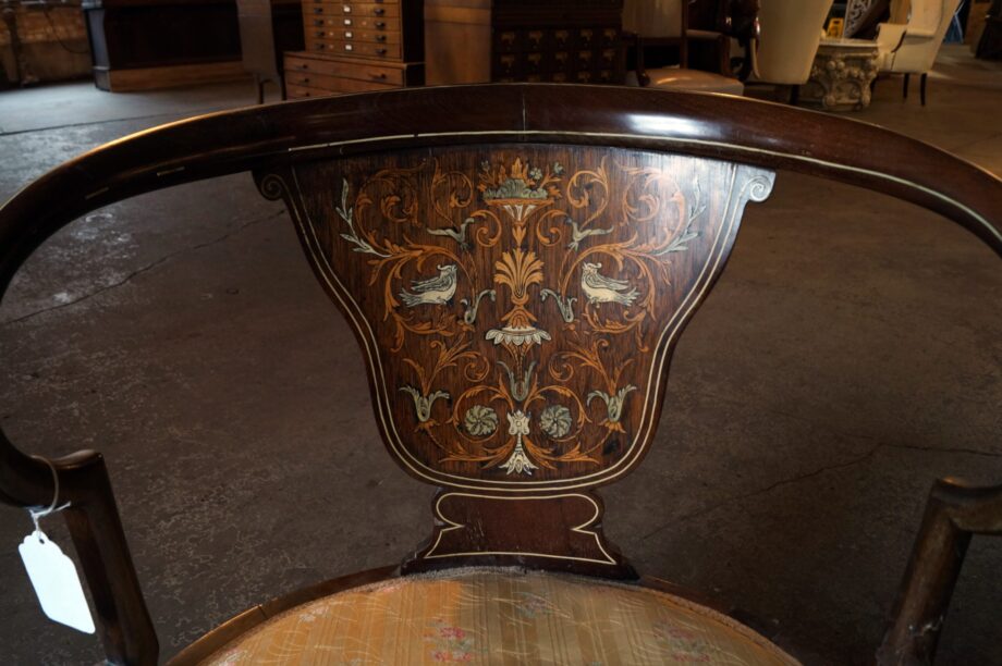 Antique Hand Painted Mahogany Tub Chair