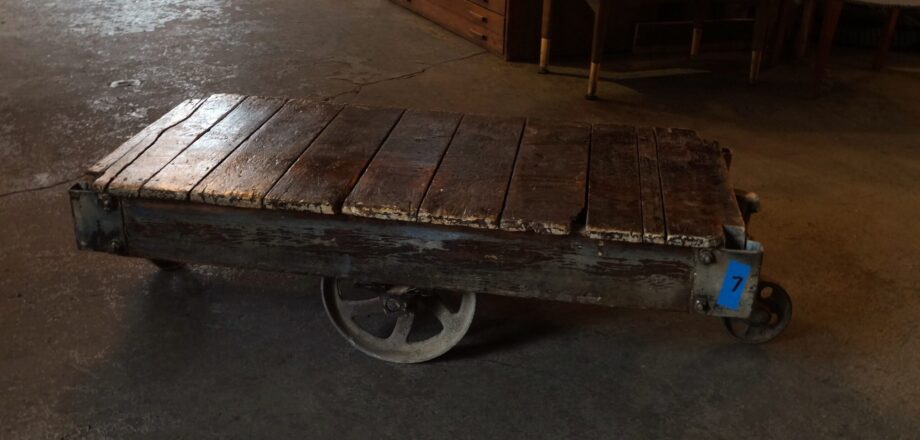 Antique Dark Stained Industrial Cart