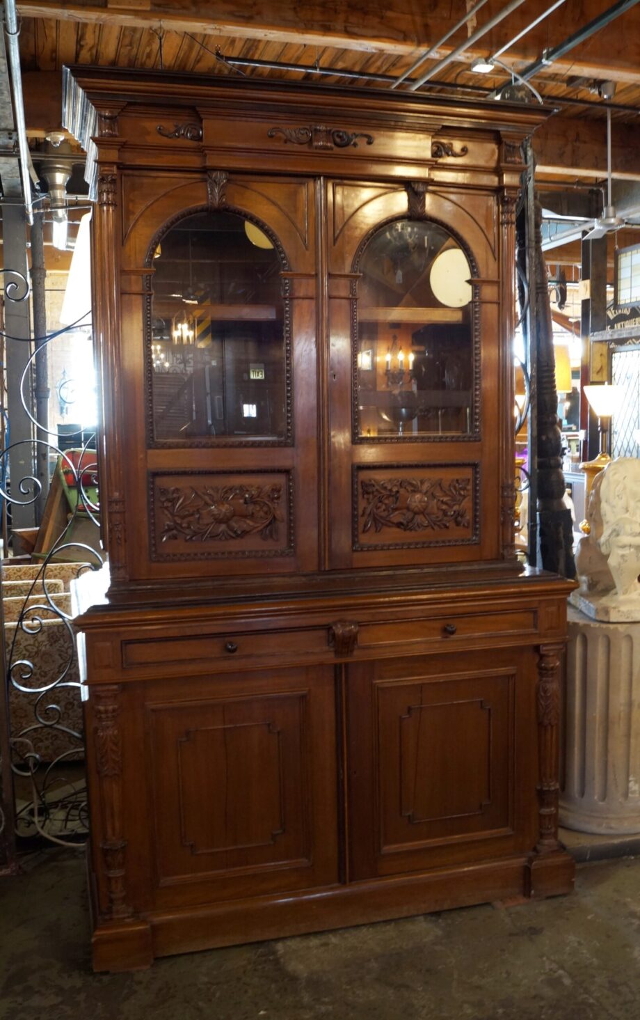 Antique Hutch w Glass Doors