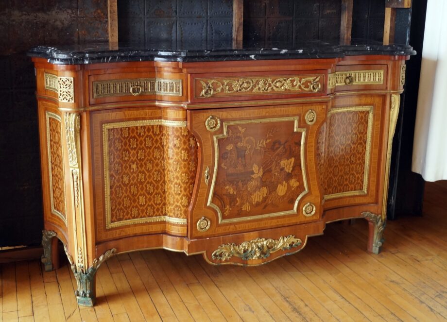 Parisian Buffet w Marble top and Brass Feet