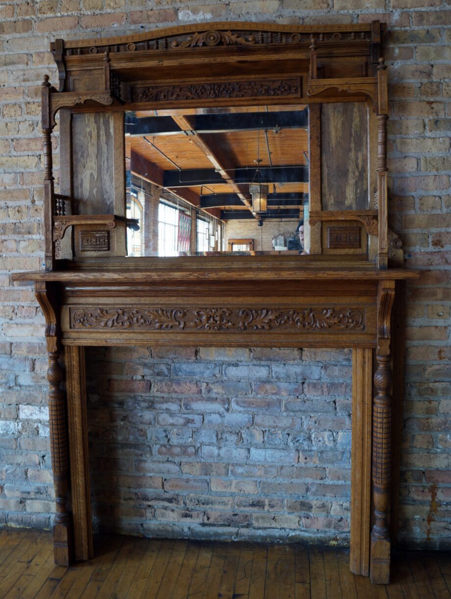 Large Full Mantel w Beveled Mirror and Columns