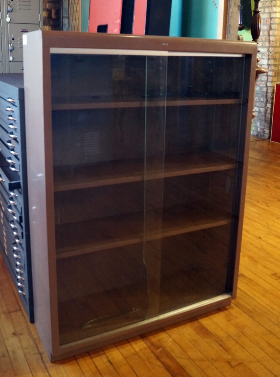 Metal Bookcase w Glass Doors