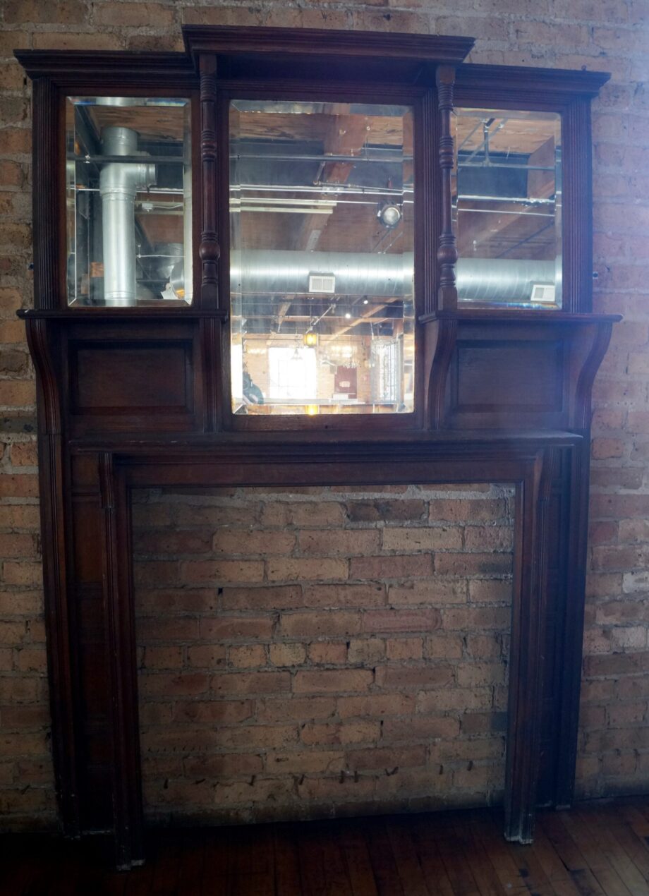 Beveled Mirrored Mantel w Columns