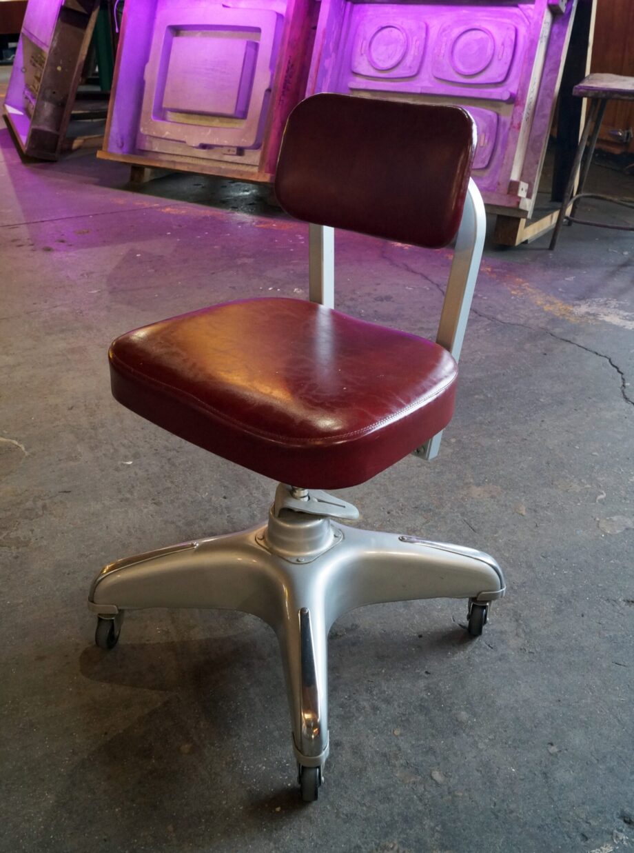 Red Vinyl Industrial Rolling Chair