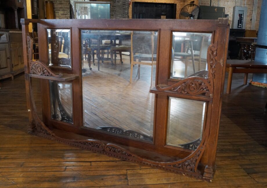 5 Mirrored Ornate Mantel Top w Shelves