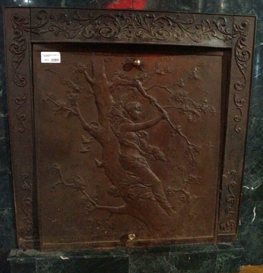 Iron Fireplace Screen w Woman on Tree