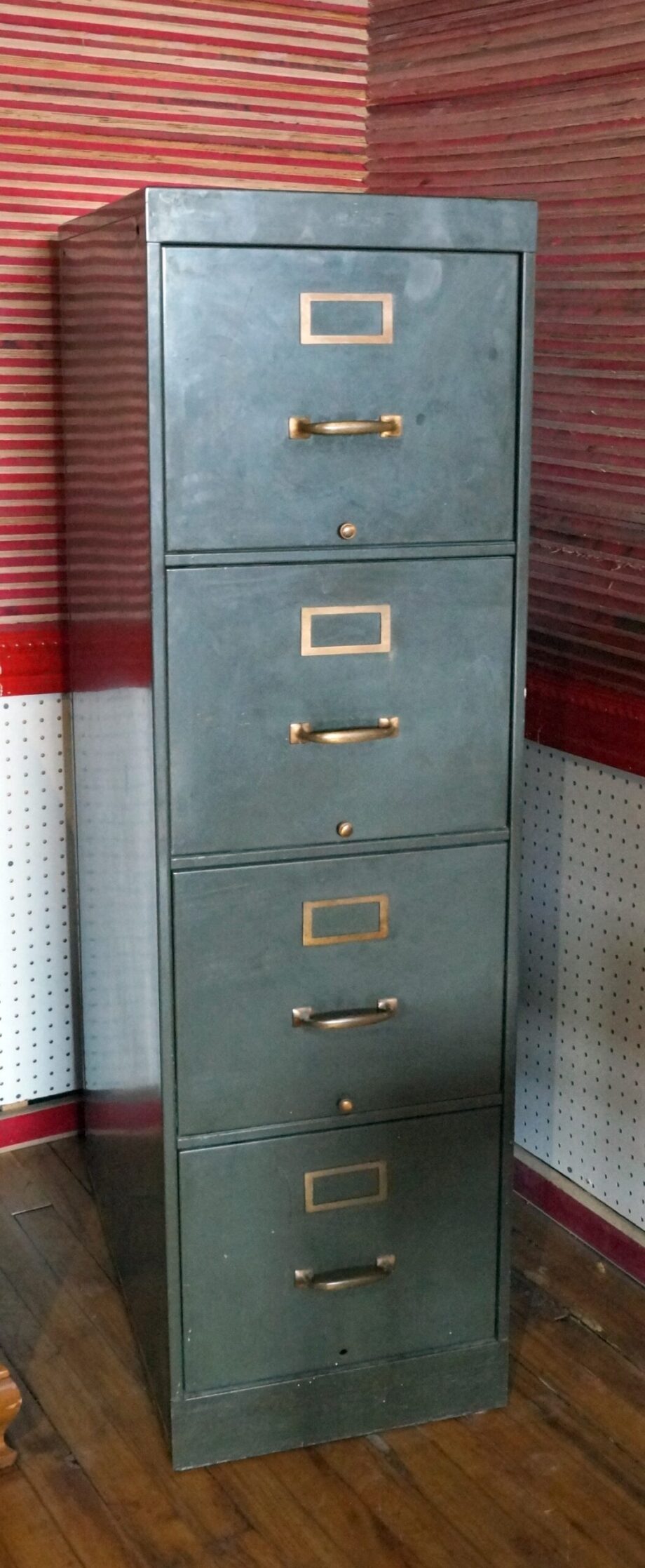 Shaw Walker 4 Drawer Green Filing Cabinet