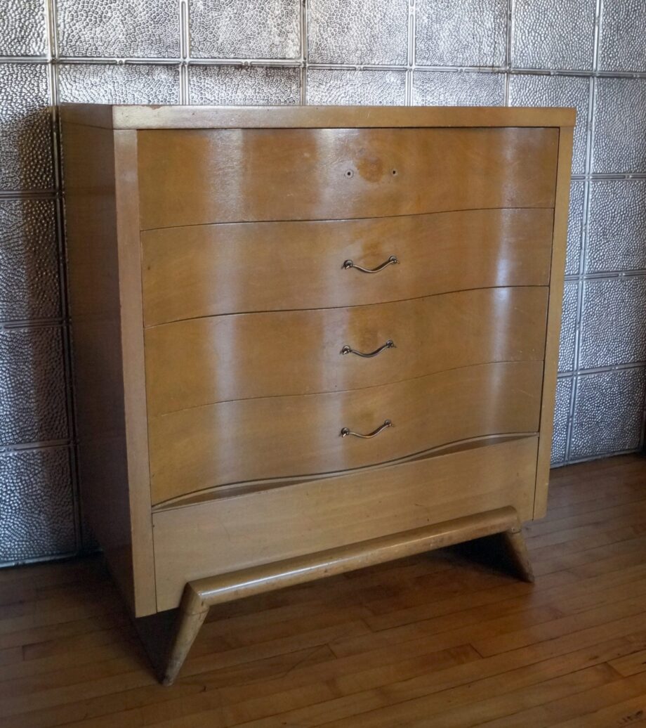 Tall Blonde Curved 5 Drawer Dresser