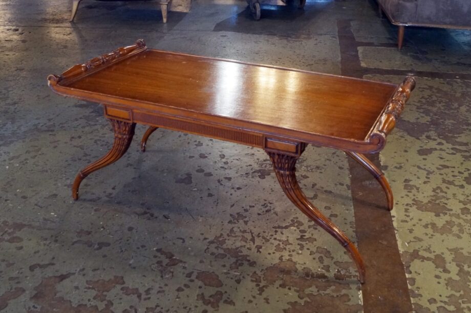 Wood Scroll Coffee Table w Carved Legs