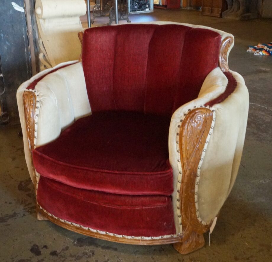 Red and White Shell Chair