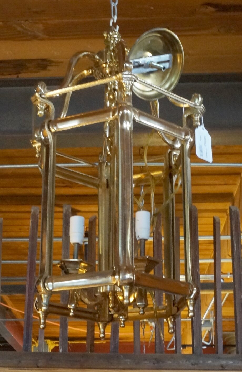 3 Light Brass Open Frame Hanging Fixture