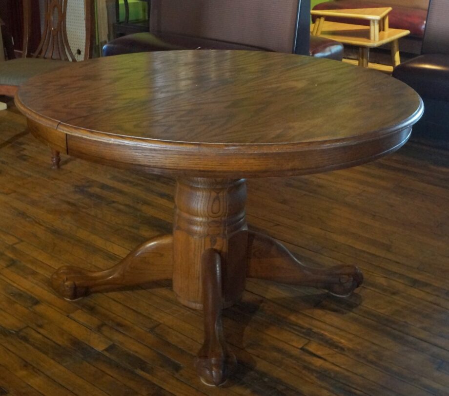 Wood Round Table w Claw Feet