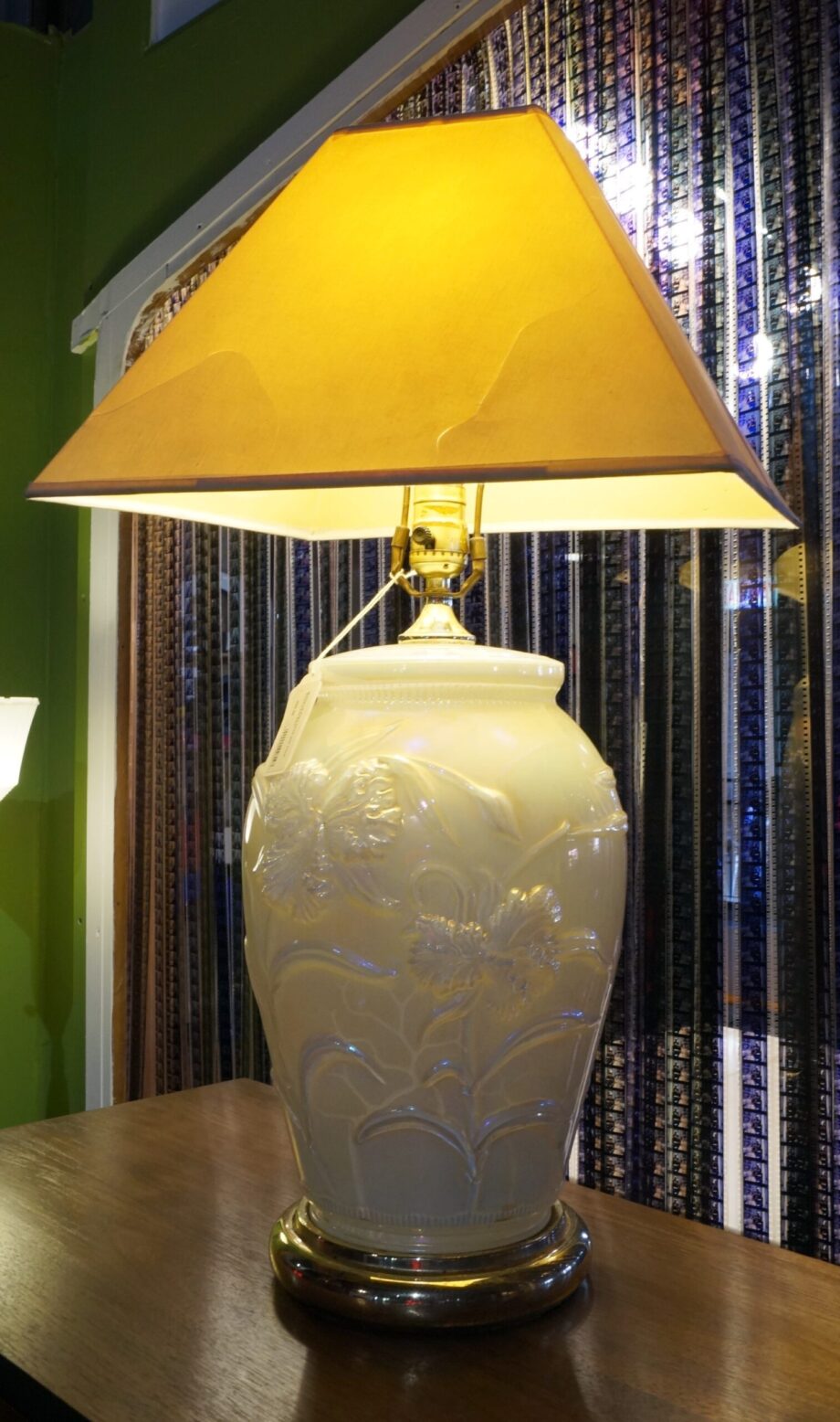 Mother of Pearl Lamp with Floral Detail