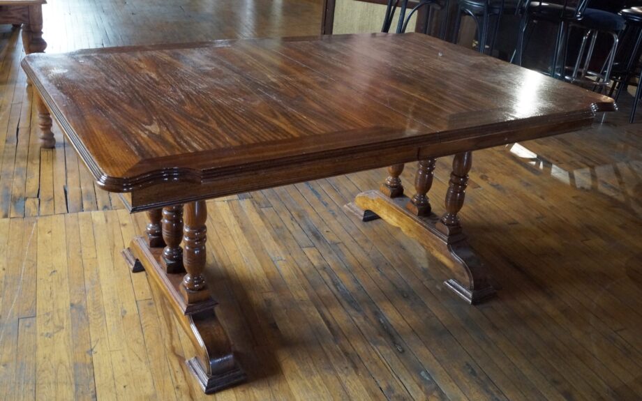 Dark Wood Dining Table w Half Circle Corners