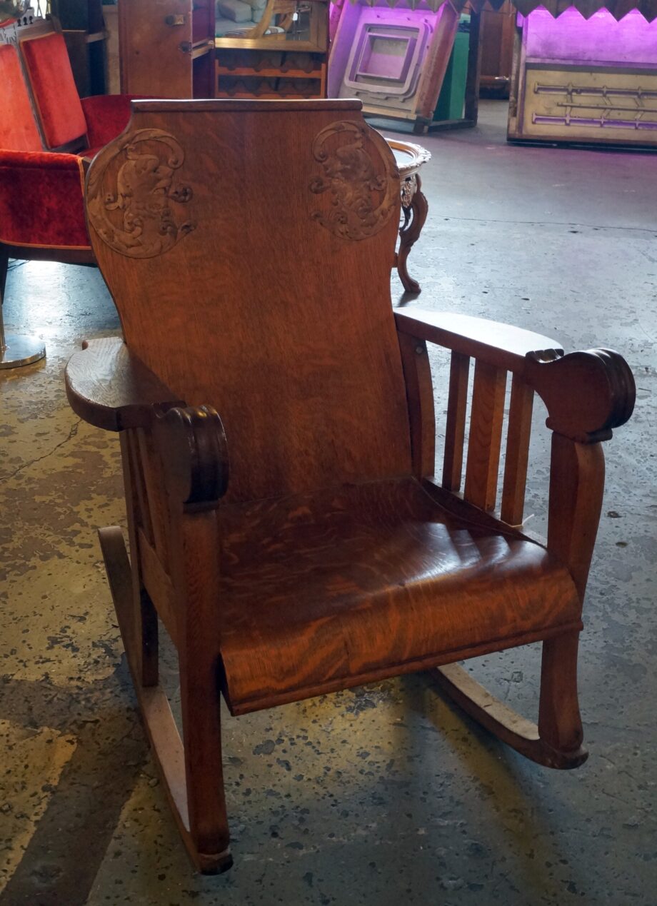 Antique Wood Rocking Chair w Cherubs