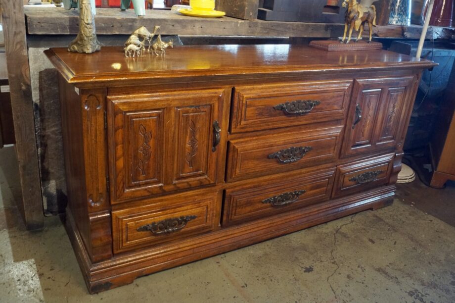 Low Wood Dresser w Floral Relief Doors