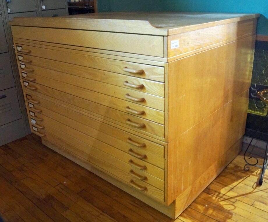 Large Blonde Wood Flat File