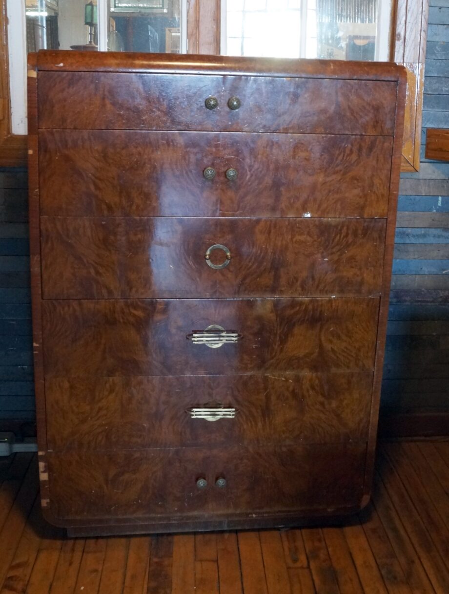 Art Deco Burled Wood 6 Drawer Dresser