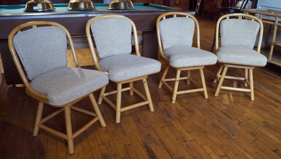 Lightwood Rattan style Chair w Tan Cushions