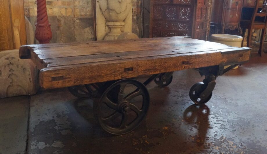 19th Century Oak and Iron Towsley Factory Cart