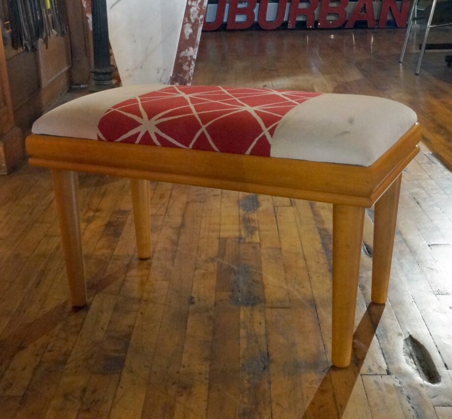 Danish Style MCM Bench w Red and White Cushion