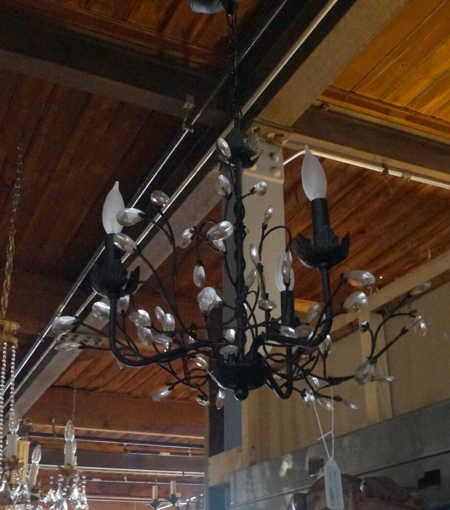 Black 3 Lite Wrought Iron Chandelier