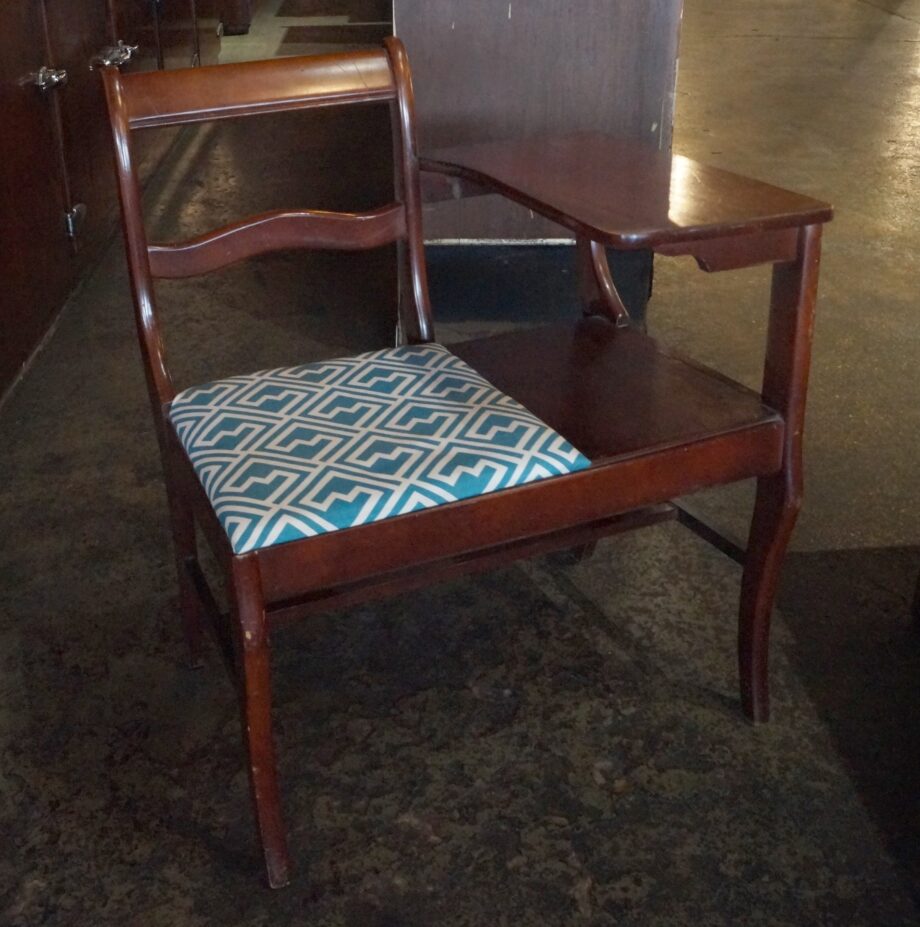 Desk Chair w Green and White Zig Zag Fabric