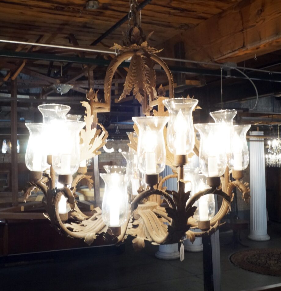 Large Iron Branch and Leaves 22 Light Chandelier