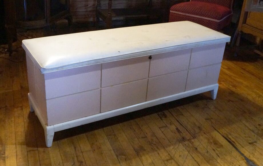 White Vinyl Top Bench Chest