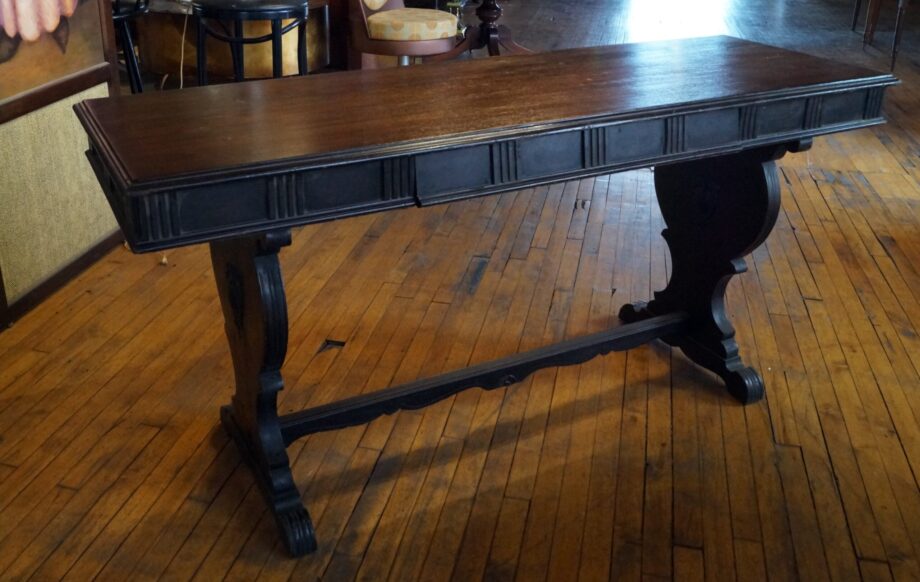 Dark Wood Entry Table w Urn Legs