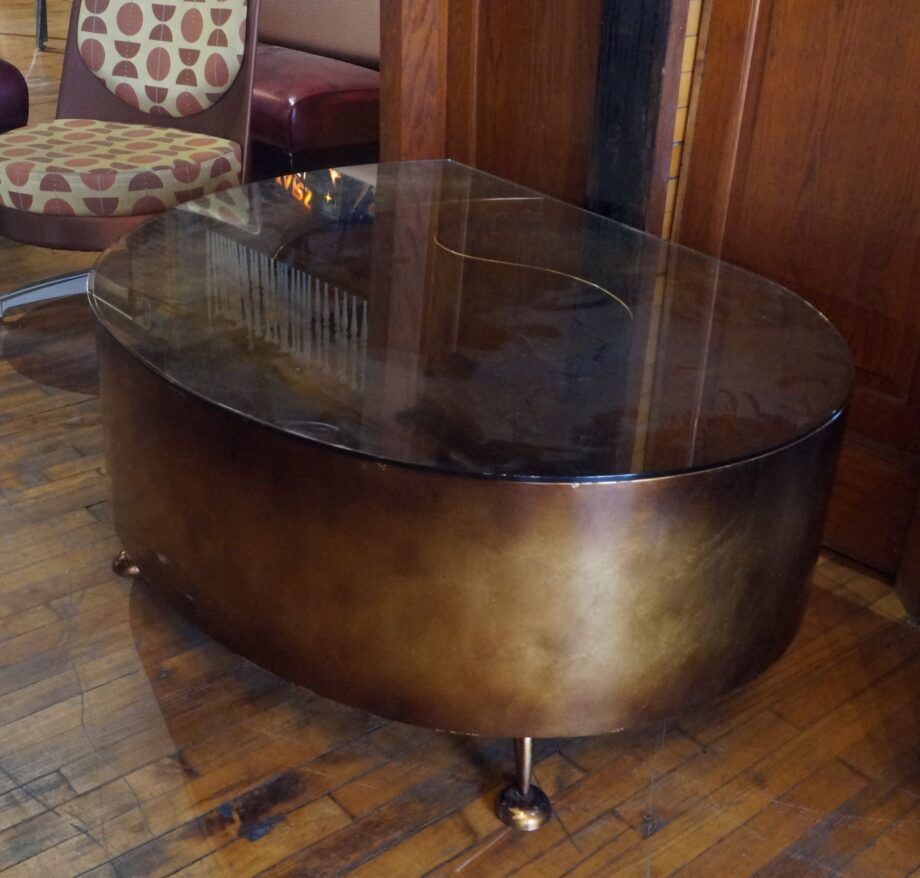 Gold Squigle Coffee Table w Glass Top