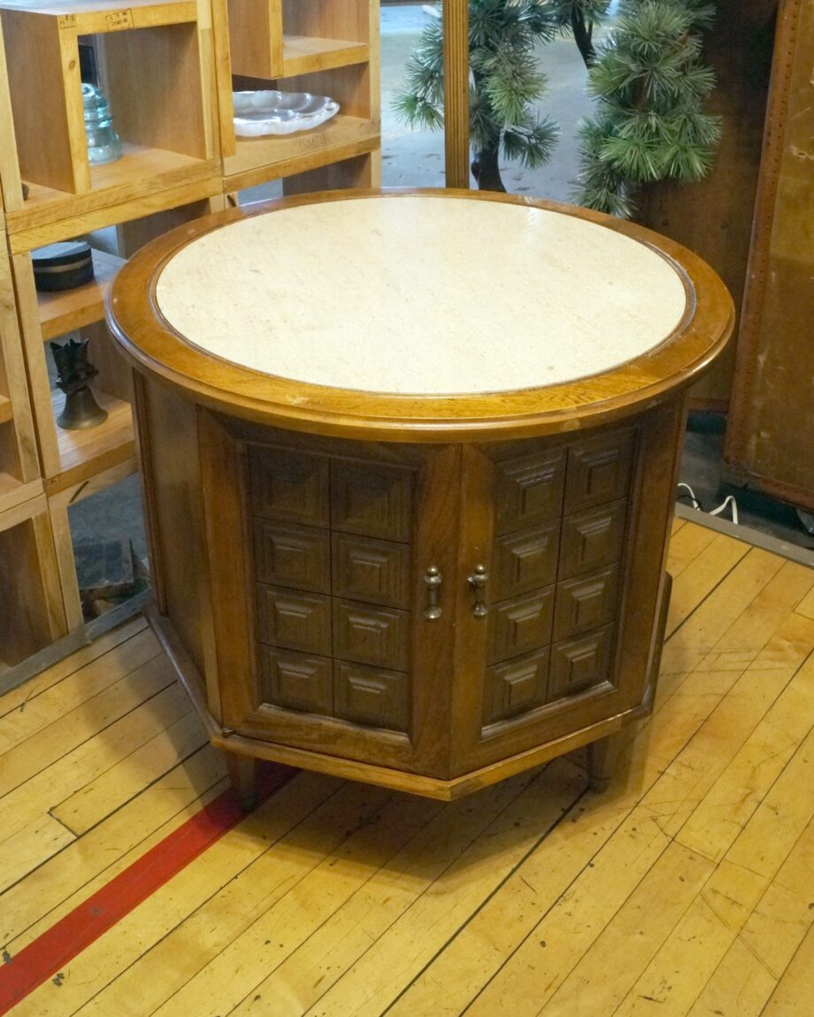 Circular Granite Topped End Table