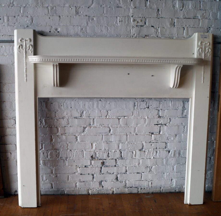 White Half Mantel w Shelf