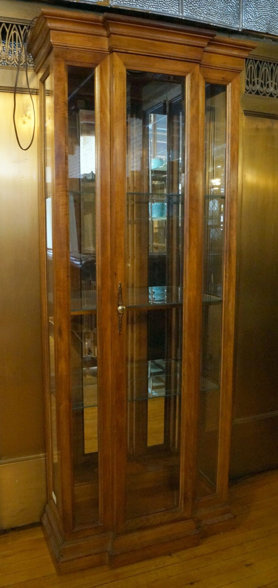 Wood and Glass Tall Display Cabinet