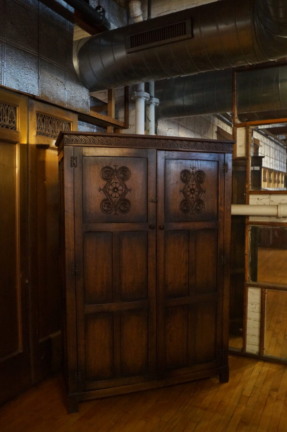 2 Door Armoire w Flower Carvings