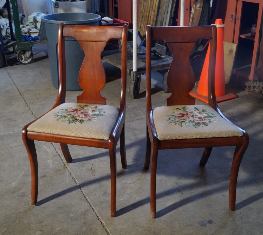 Wood Chair w Fruit Pattern Seat