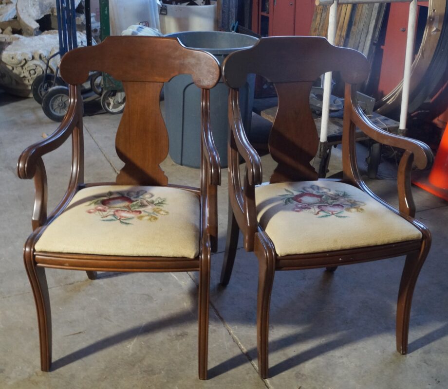 Wood Chair with Fruit Pattern Seat and Arms