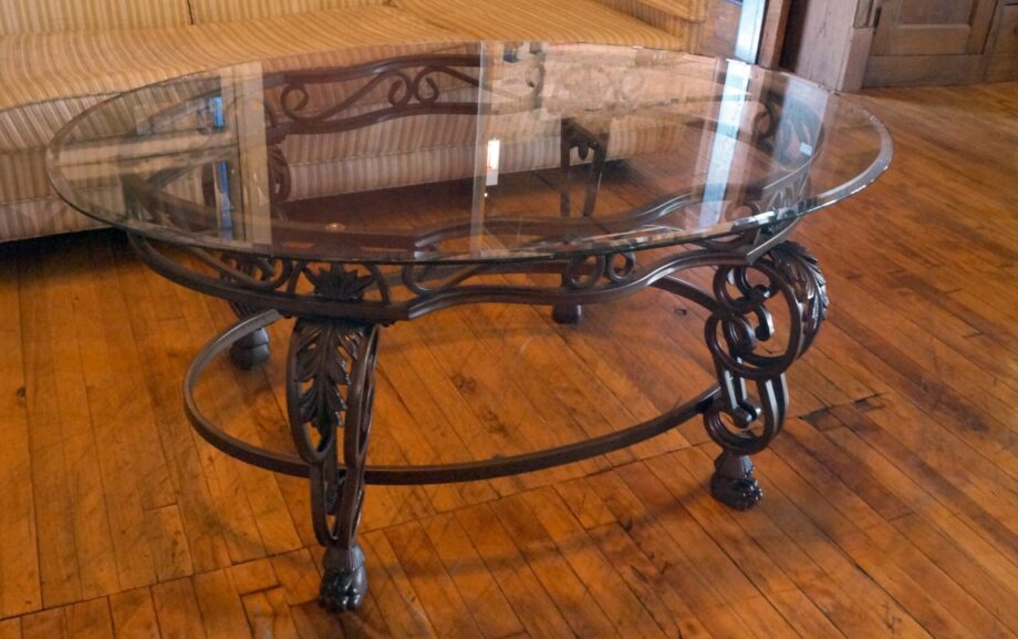 Contemporary Metal Base w Glass Top Coffee Table