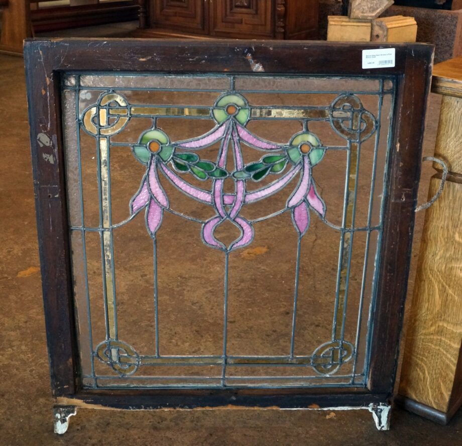 Stained Glass Sash Window w Pink Ribbon